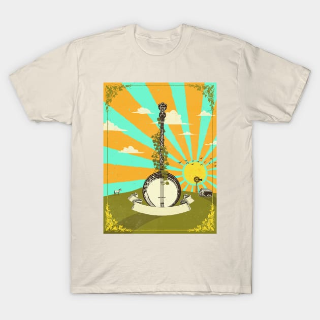 SUNRISE BANJO T-Shirt by Showdeer